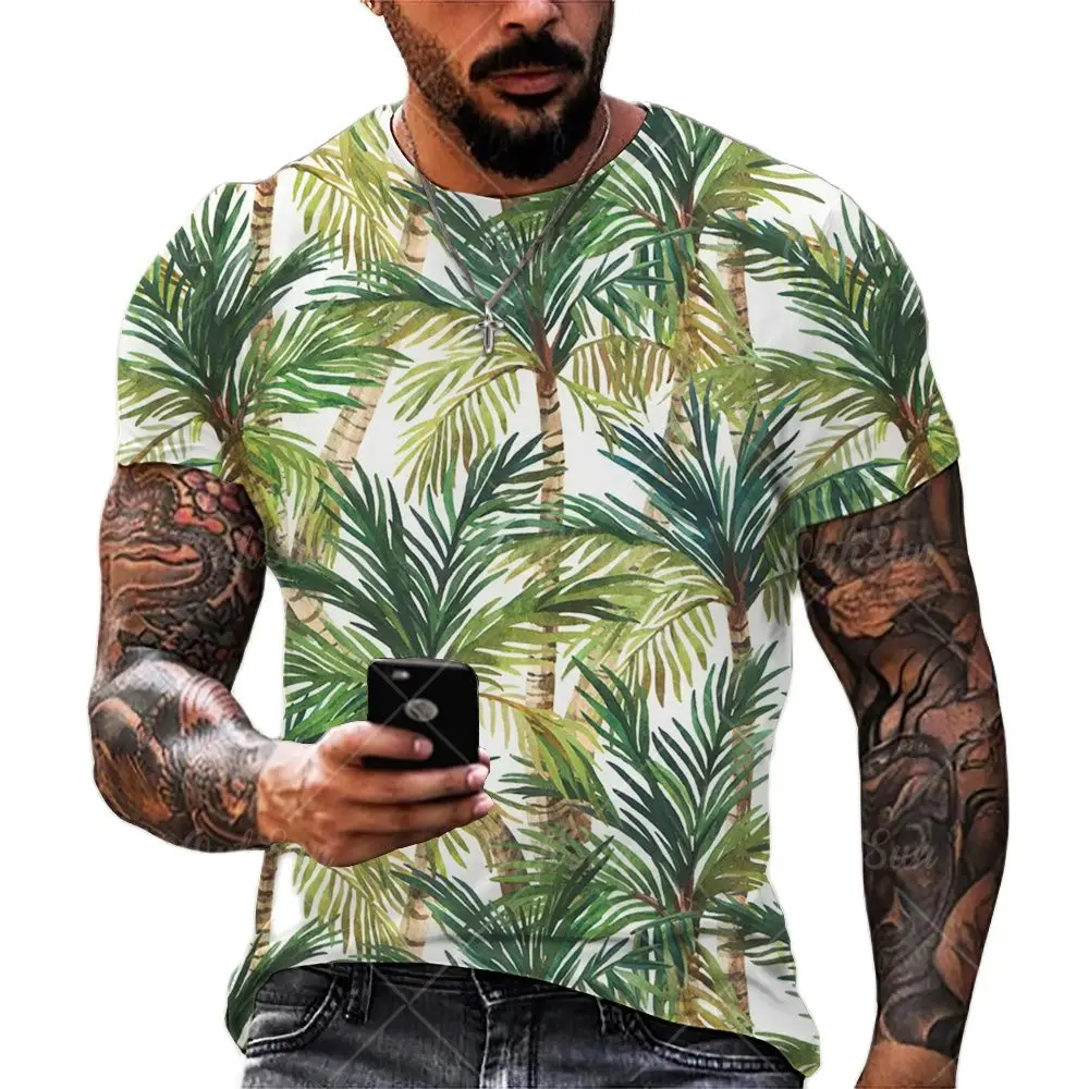 

Unisex 3d Printed Coconut Tree Men's And Women's T-shirt Summer Hip-hop Style Trend Short-Sleeved Loose Oversized Breathable Top