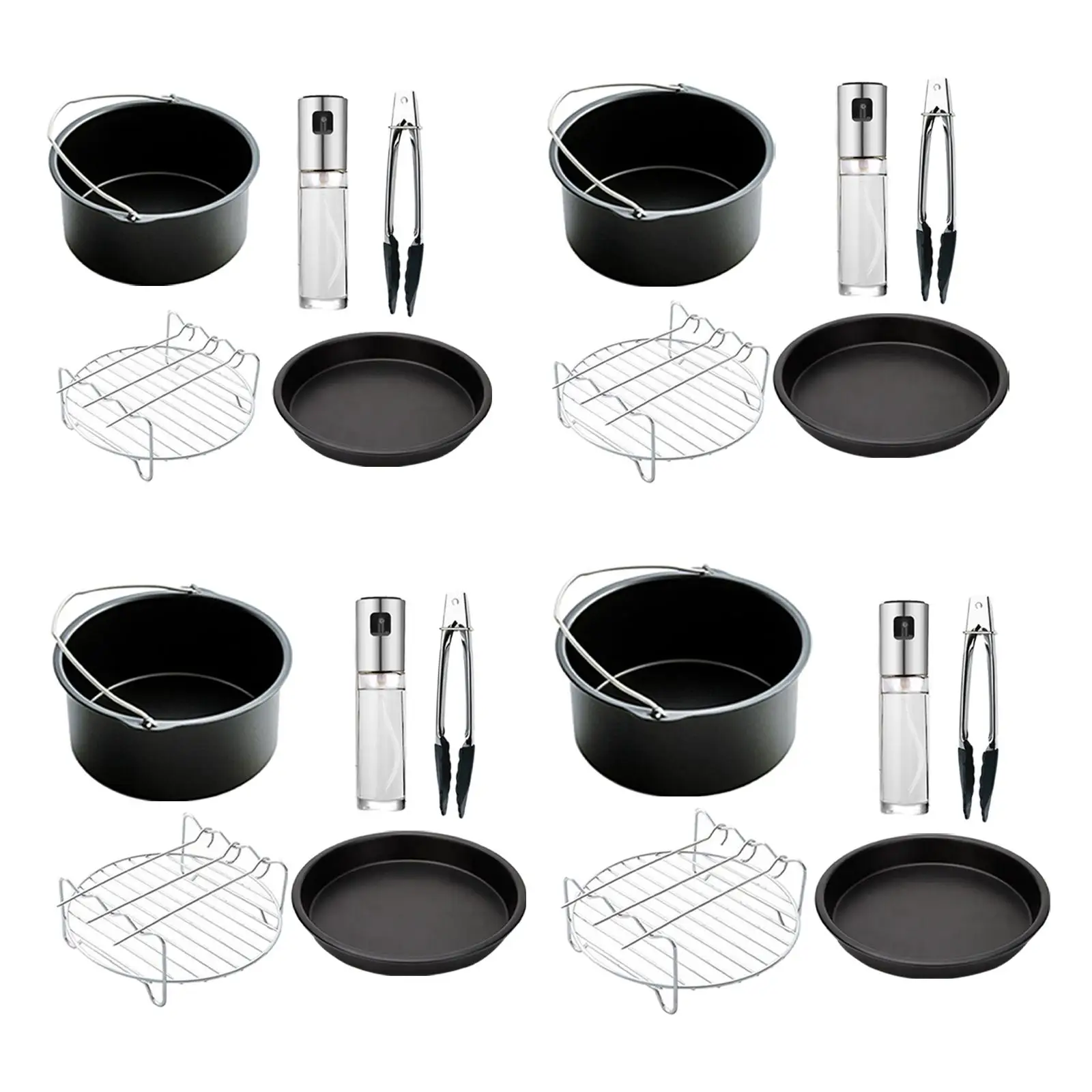 

5x Air Fryer Accessories Set 6/7/8/9 Inches Heat Insulation Pad Air Fryer Accessory Kit Cake Basket for Household Cooking BBQ