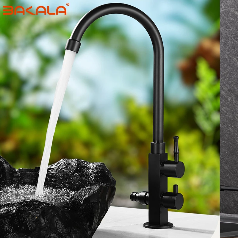 Антикварный антифризный смеситель для наружного двора черный двойной холодный