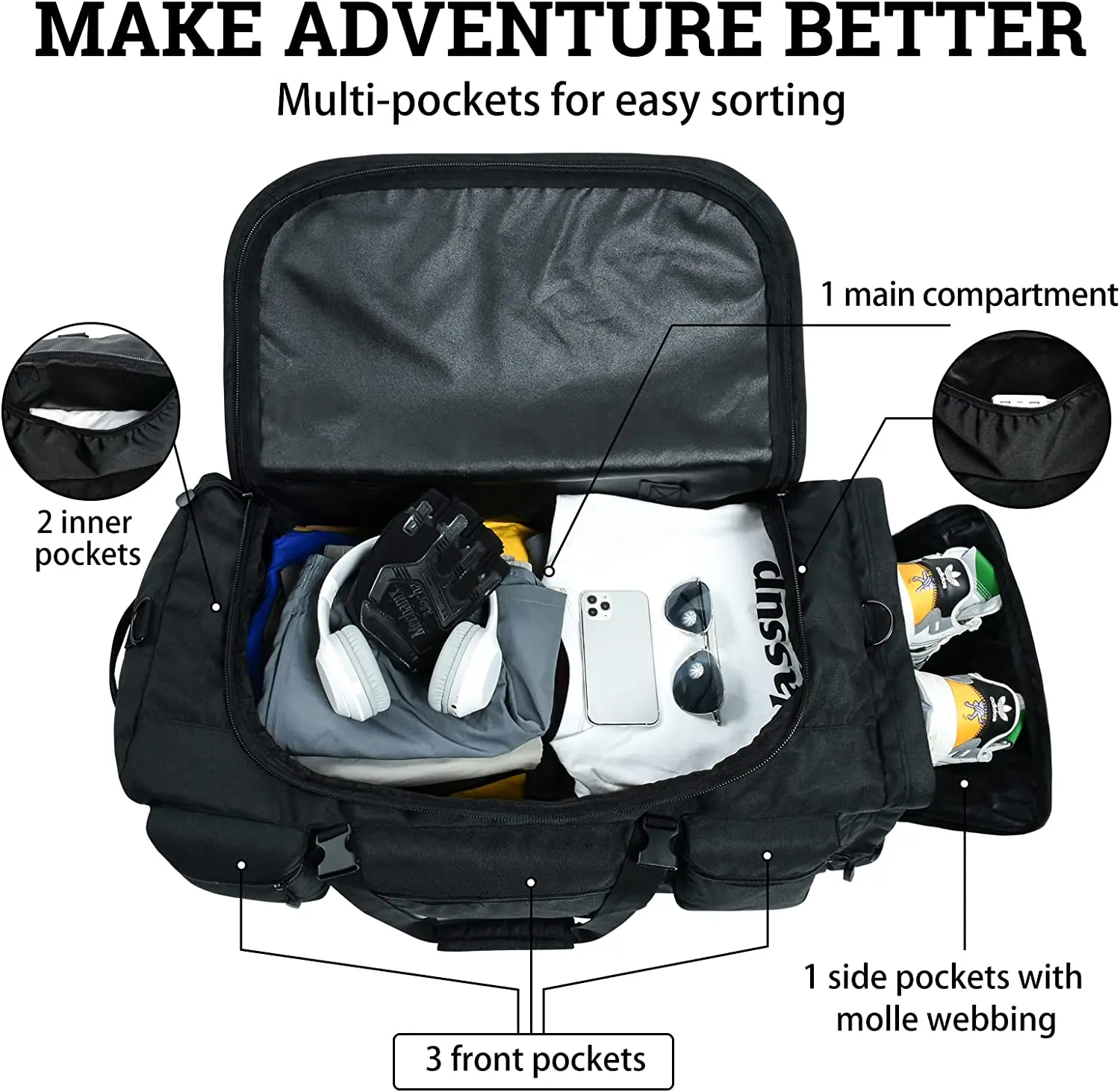 iFARADAY Tactical Sports Bags 90L Large Travel Duffel Heavy Duty Military Outdoor Gear Bag Camping Hiking Handbag Waterproof Bag