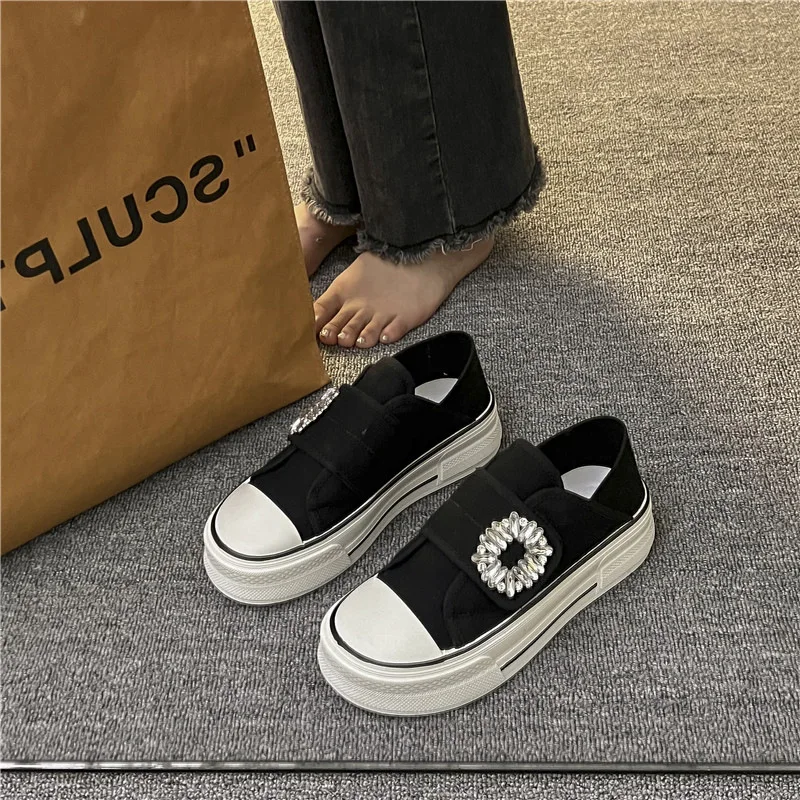 Универсальная Женская парусиновая обувь Студенческая на толстой подошве