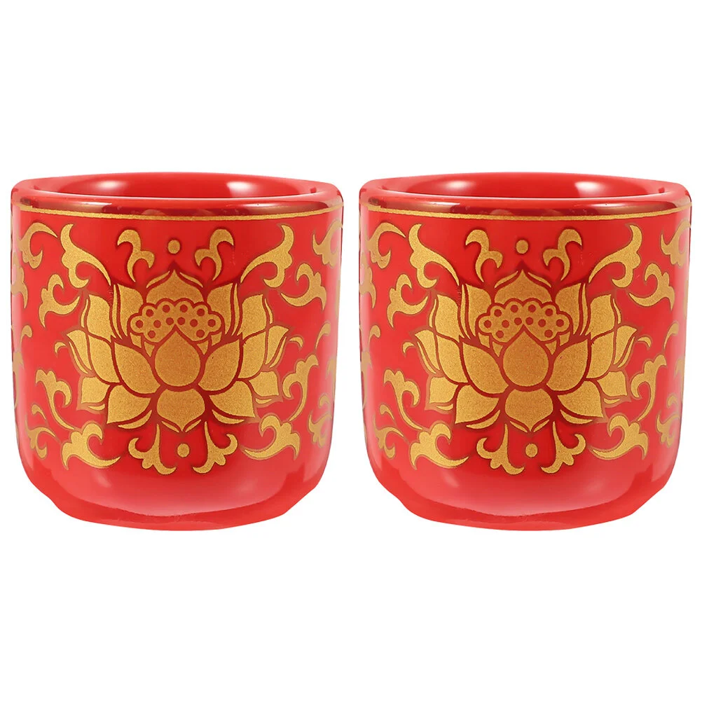 

2pcs Ceramic Decor Offering Water Cup Decorative Worship Cup Supply