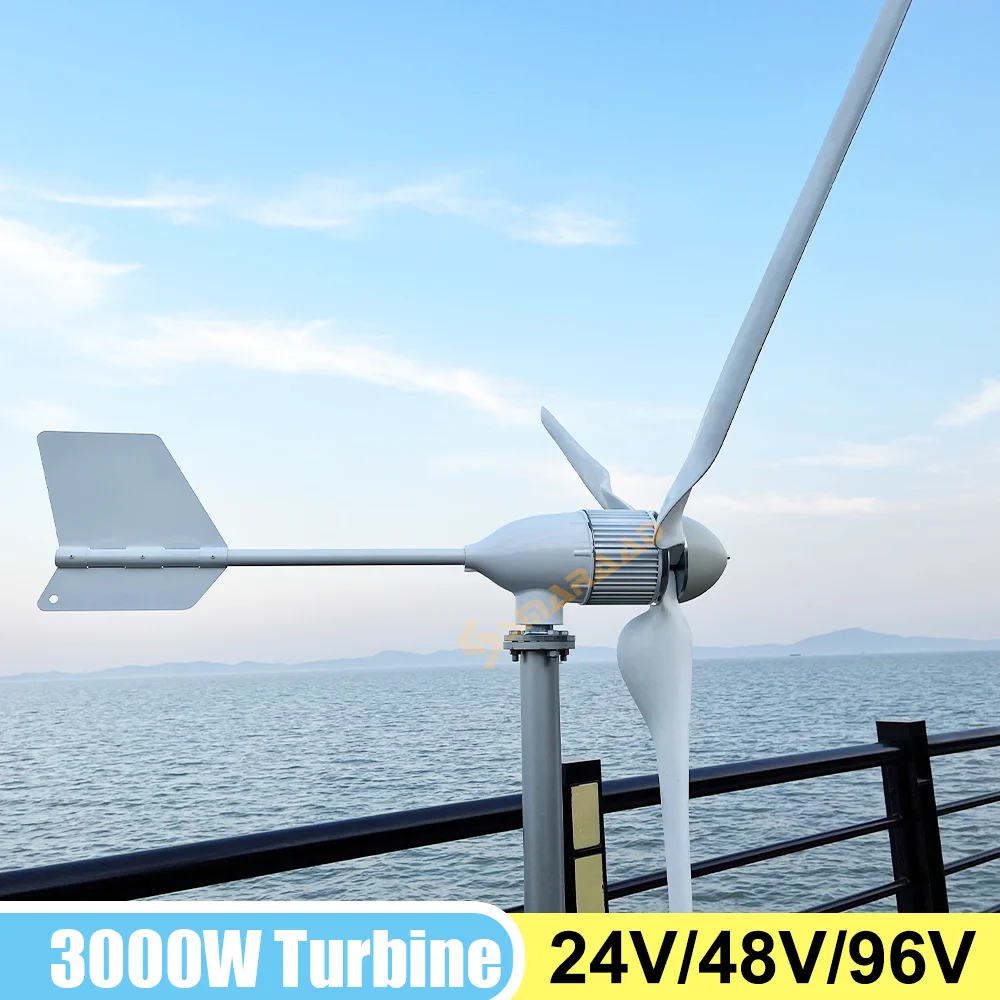 

Blades Horizontal Wind Turbine Generator Windmill With Free MPPT Charger Controller and Off Grid Inverter