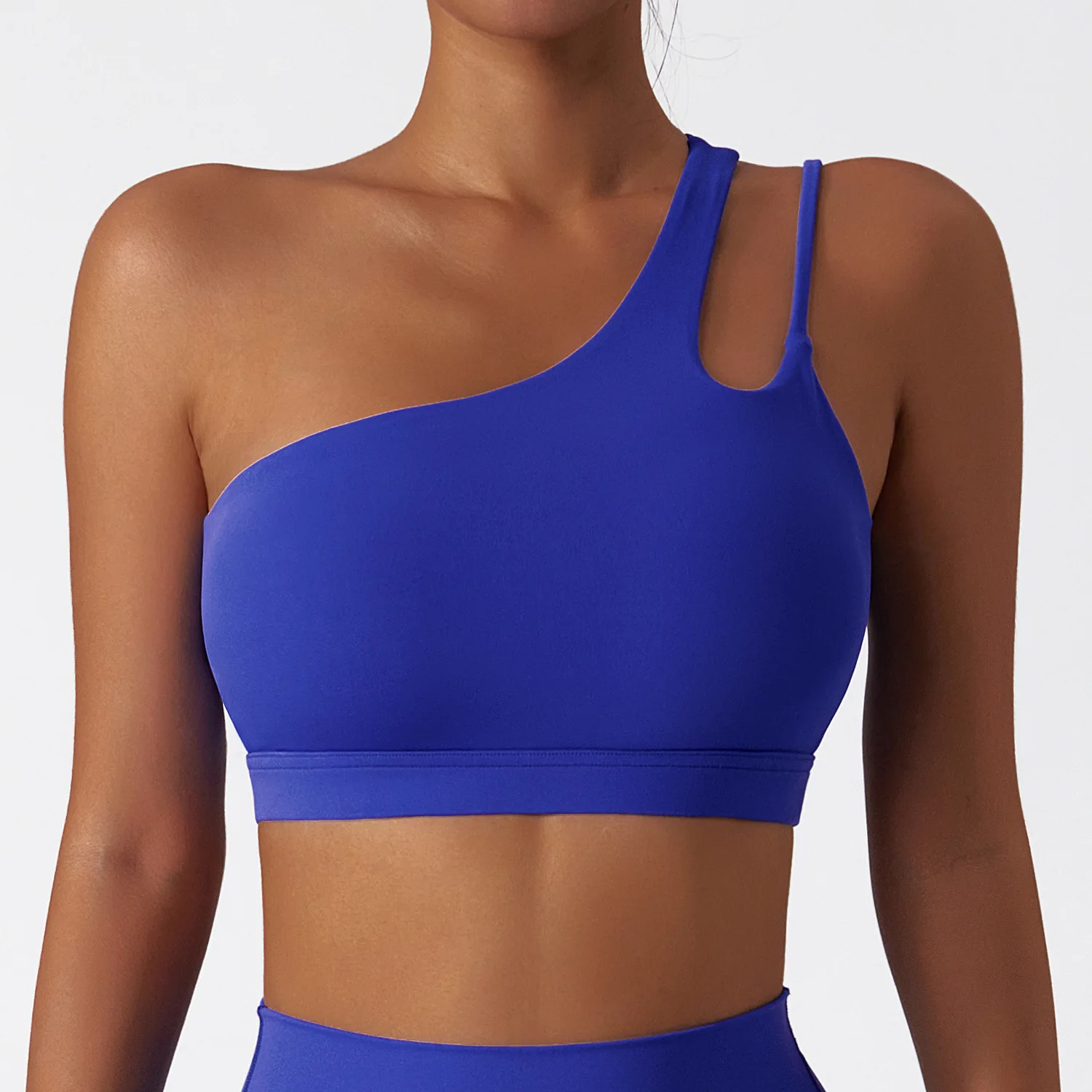 

SVOKOR Oblique One-shoulder Sports Bra Shockproof Beautiful Back Yoga Underwear Irregular Shoulder Straps Outdoor Fitness Vest