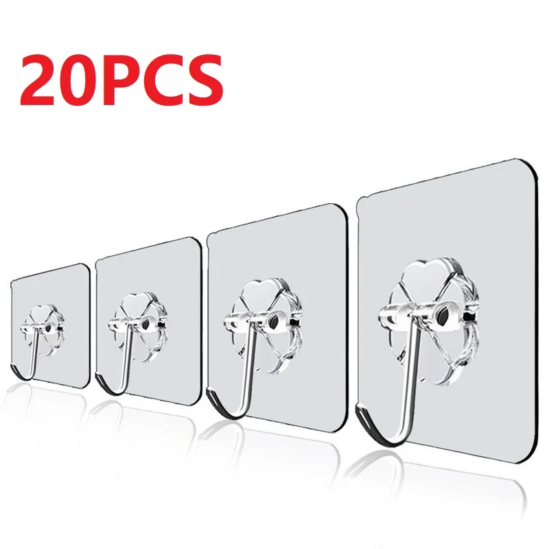 

20Pcs Hangers Sucker Self Bathroom Strong 6x6cm Load Wall Transparent Adhesive Hooks Heavy Kitchen Suction Door for Rack Cup