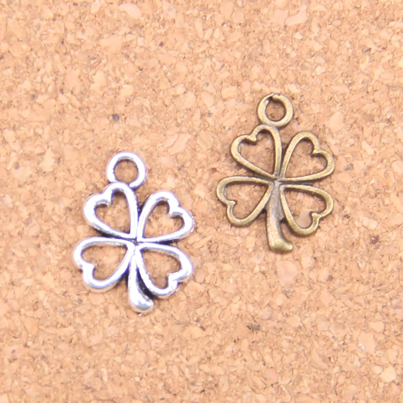 

240pcs Charms lucky irish four leaf clover 17x14mm Antique Pendants,Vintage Tibetan Silver Jewelry,DIY for bracelet necklace