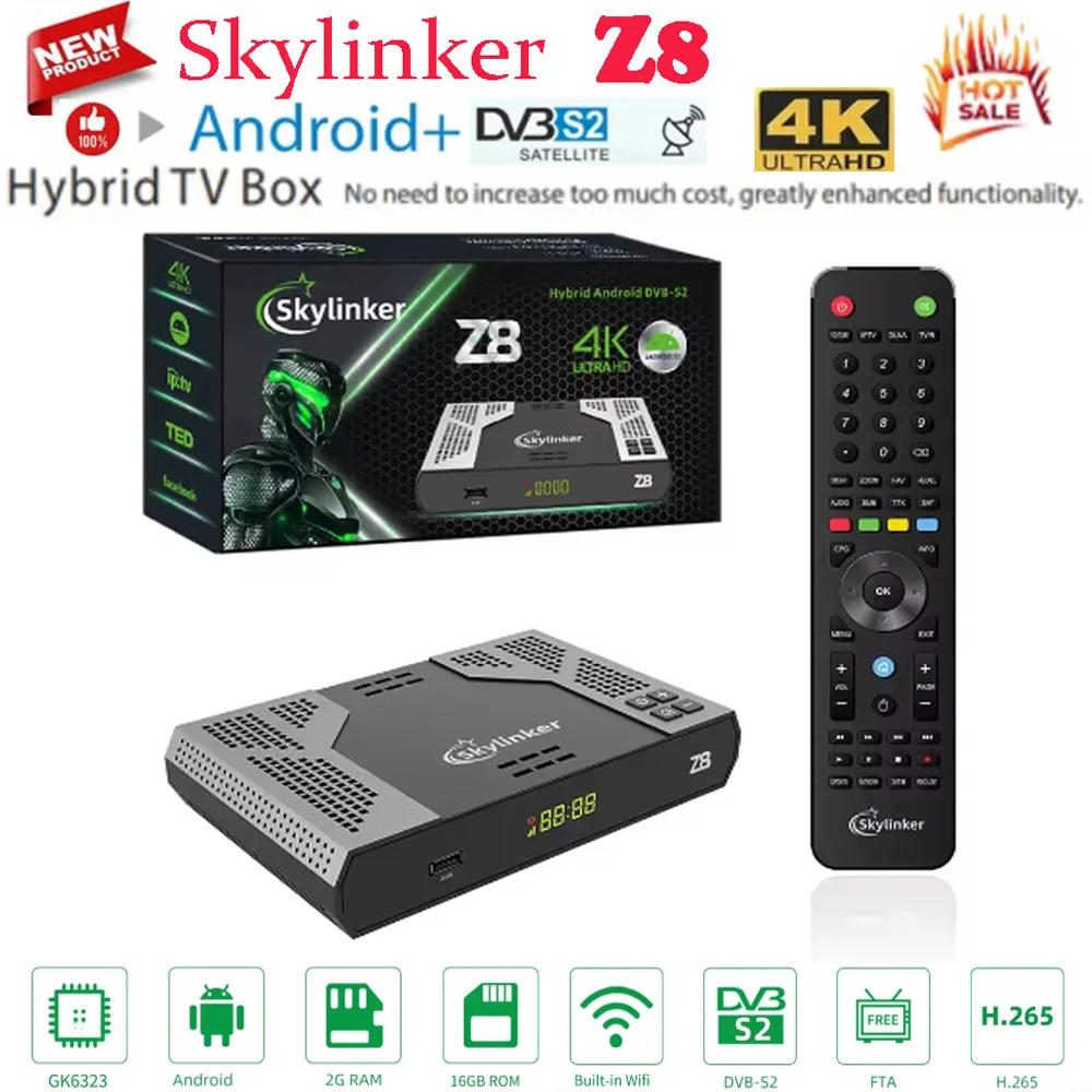 [Оригинальный] новейший гибридный ТВ-приставка Skylinker Z8 4K Android 5G Wi-Fi декодер OTT + FTA