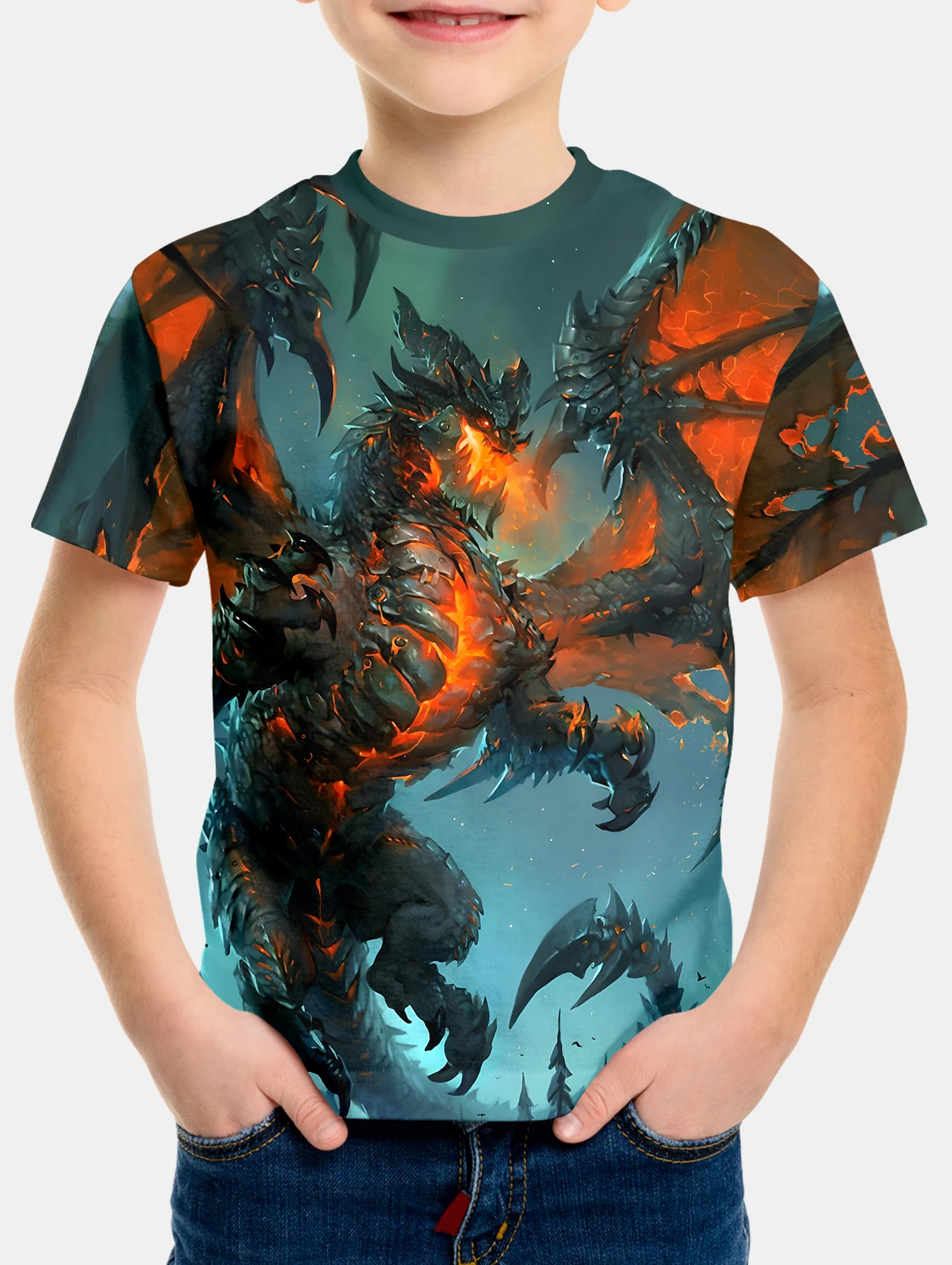 Детские Футболки С 3d Принтом Корейского Дракона Топы Короткими Рукавами Для