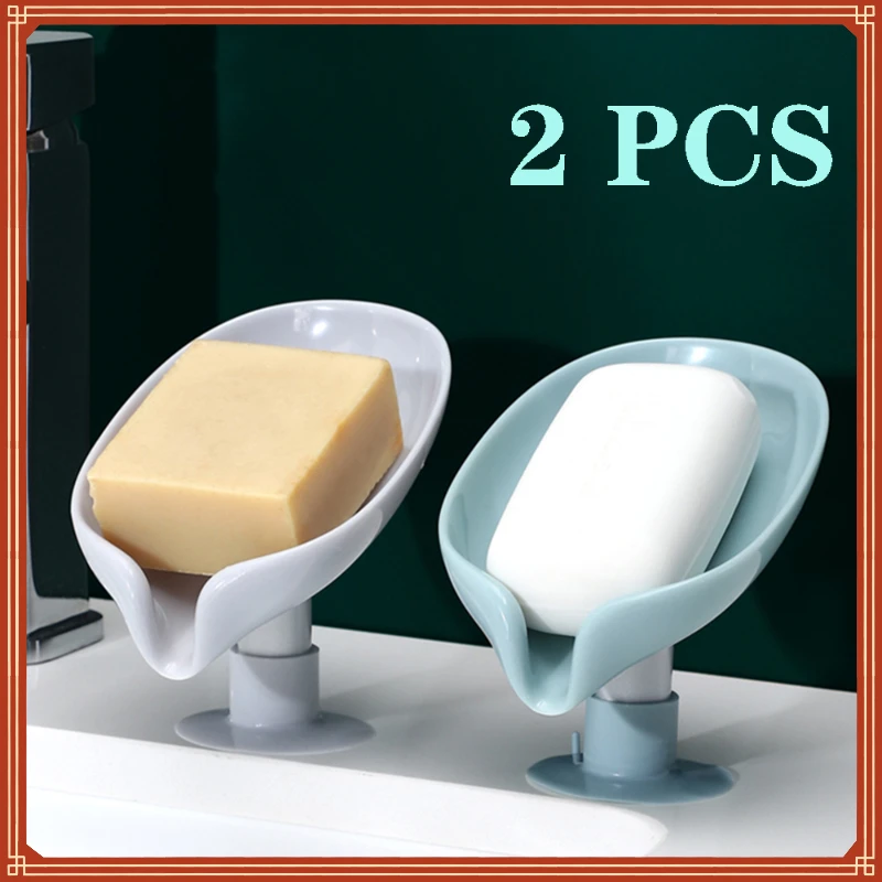 

Dish Leaf Soap Box 2 Pieces Leaf Shaped Soap Holder Dish Storage Plate Tray Bathroom Supplies Soap container