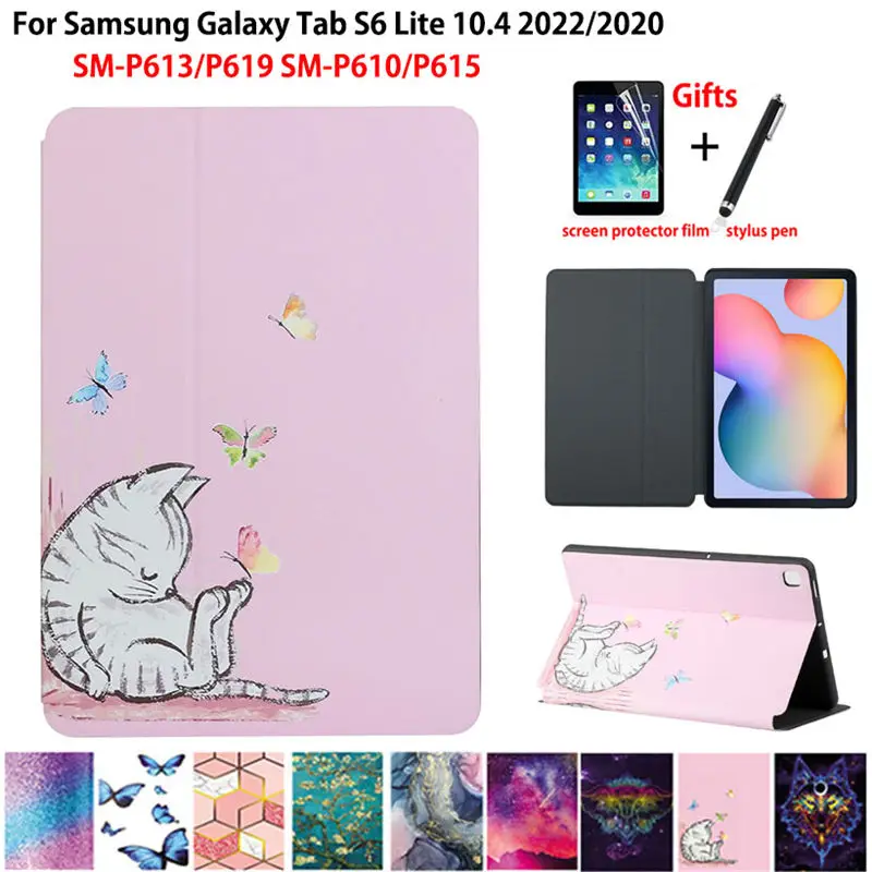 

For Samsung Galaxy Tab S6 Lite 2022 Case 10.4 2020 SM-P613 SM-P619 SM-P610 SM-P615 Cover Funda Kids Folding Stand Coque +Gift