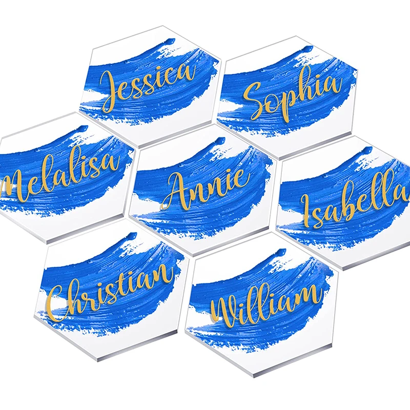 

10Pcs Clear Acrylic Place Card Wedding Party Table Guest Name Place Card Hexagon Seating Cards Sign Tags Birthday DIY Decoration