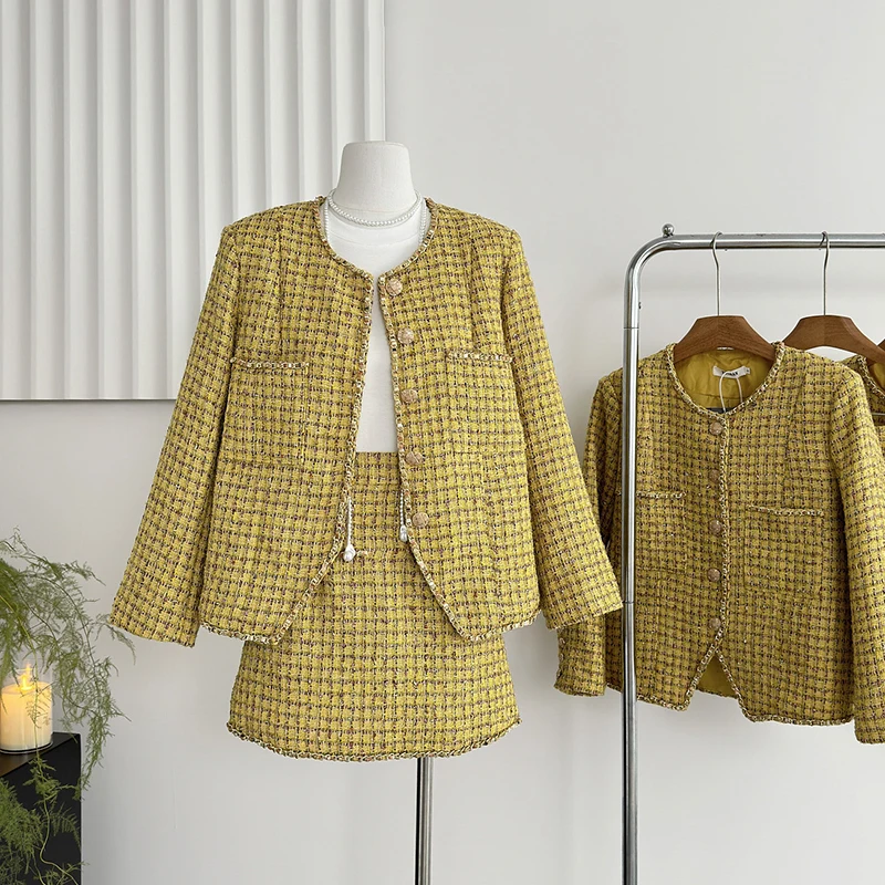 LUZHEN 2024 новый элегантный повседневный пиджак в клетку с принтом Burr Edge короткая