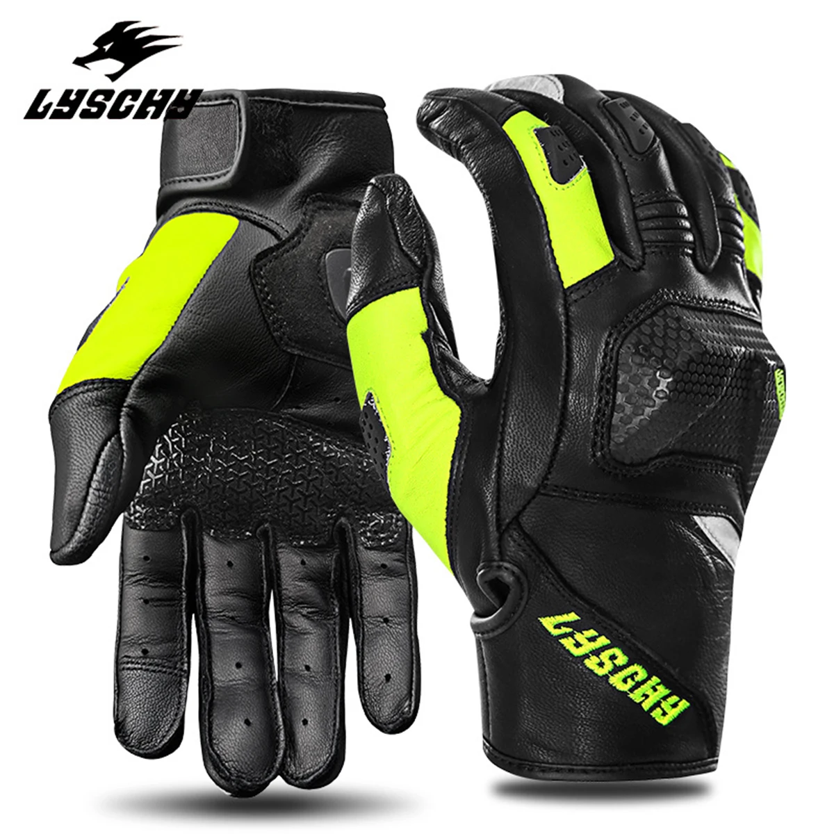 

LYSCHY Motorcycle Gloves Leather Guantes Motorbike Scooter Luvas Motocross Riding Cycling Enduro Off-road Spring Autumn For Men