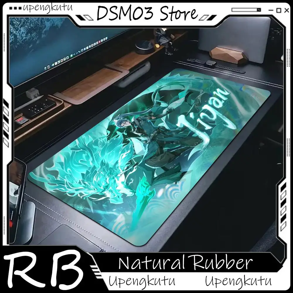 Gamer Mousepad Gaming Cabinet Mouse Pad Large Mat Natural Rubber Wuthering Waves Jiyan PC Desk Mats Design Mousepads