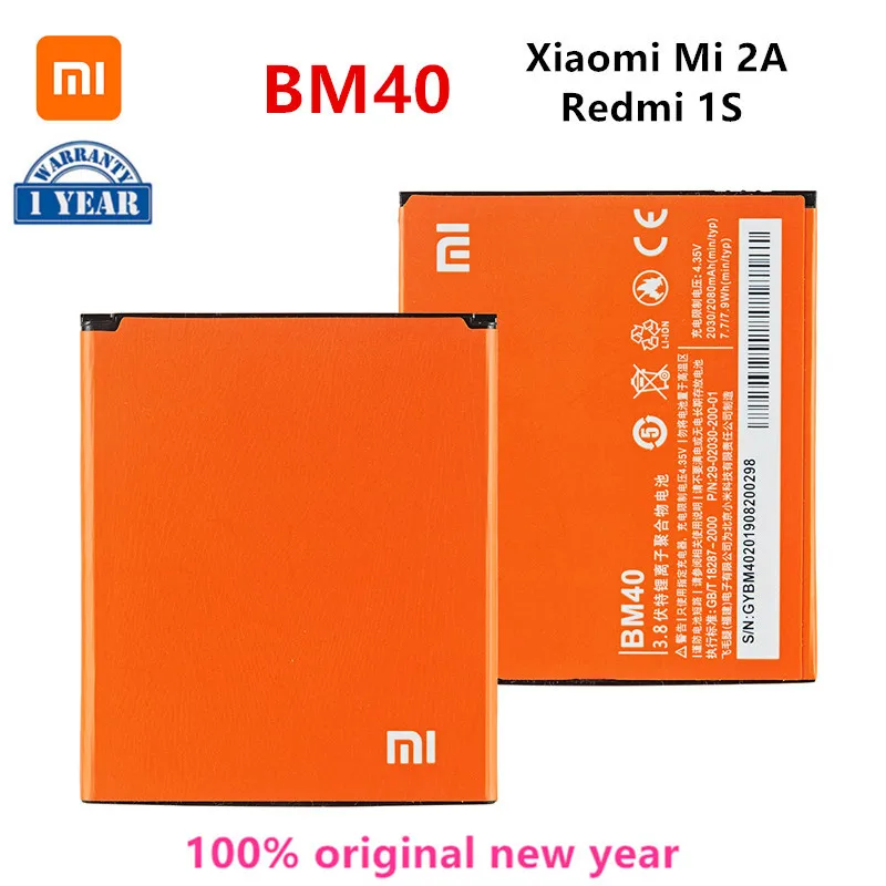 

Xiao mi 100% Orginal BM40 2080mAh Battery For Xiaomi 2A Mi 2A Mi2A /Redmi 1S BM40 High Quality Phone Replacement Batteries