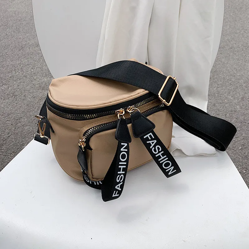Nylon Messenger Crossbody Bag Cute Chic Women Shoulder Bag Zipper Large Capacity Shopper Bags Pure Color Casual Tote Outdoor Bag