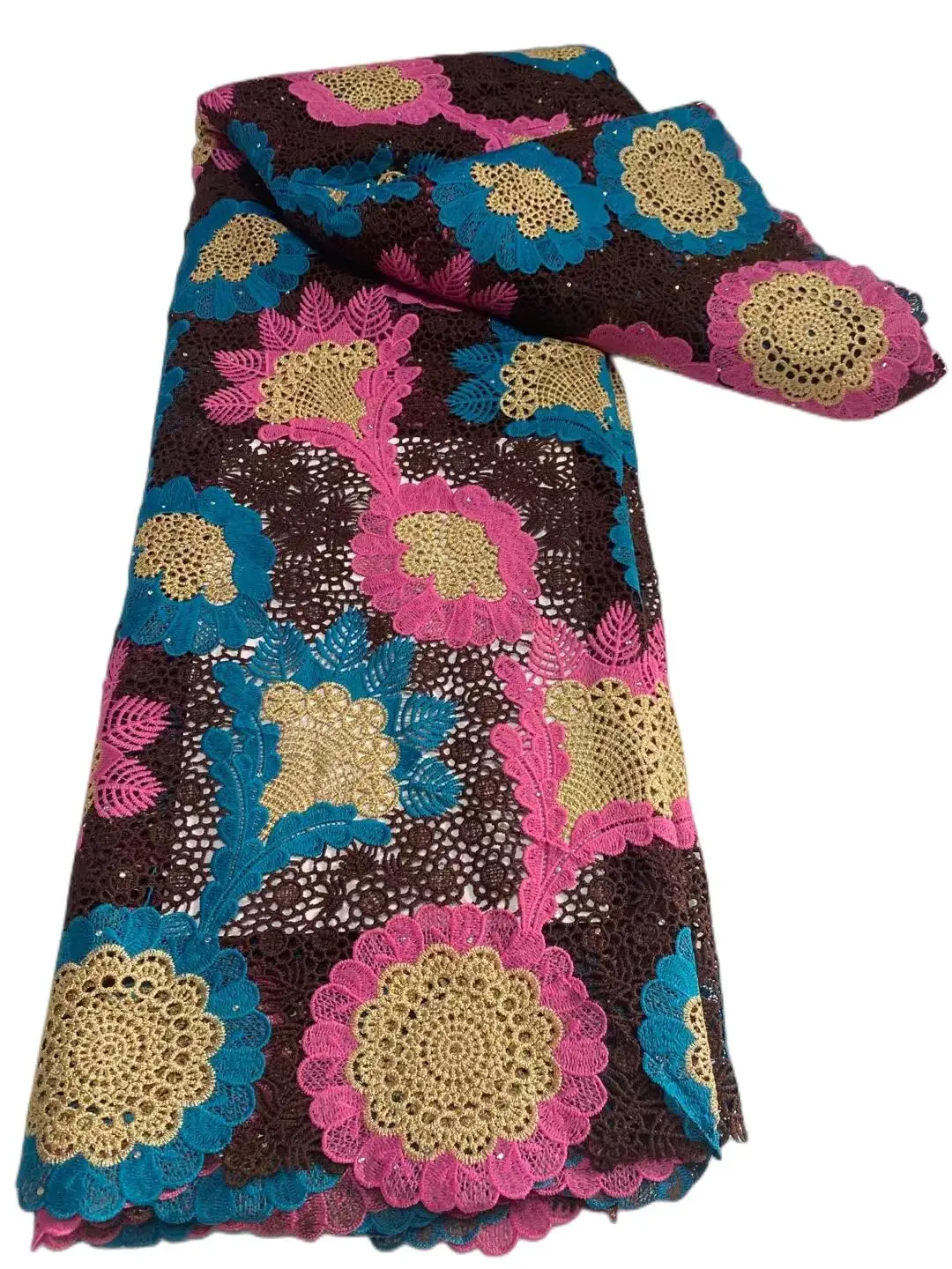 

Новейший приятный для кожи разноцветный Африканский гипюровый шнур с камнями для вечернего платья nn377 _ z