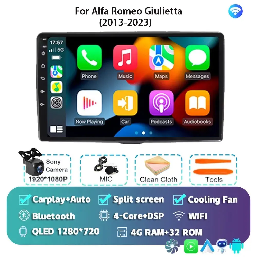 

Автомобильный радиоприемник Android 15 для Alfa Romeo Giulietta 940 2013-2023 GPS Carplay Мультимедийный плеер Навигация Стерео Авто DSP DVD Аудио