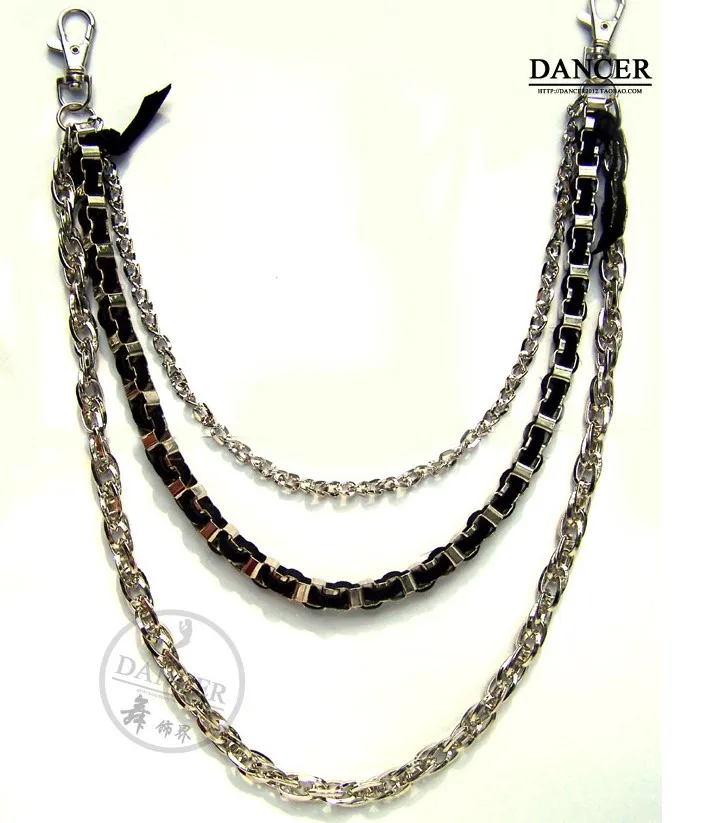 Многослойная цепочка для брюк Мужская Байкерская ключей из трех нитей джинсовая