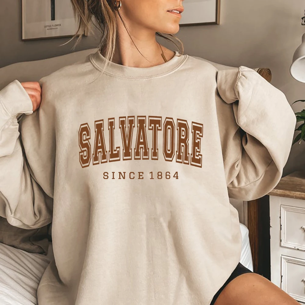 Salvatore Since 1864 Sweatshirt Mystic Falls Hoodie Vampire Diaries Jumper Vintage TVD Damon Stefan Crewneck Sweatshirt Fans Top
