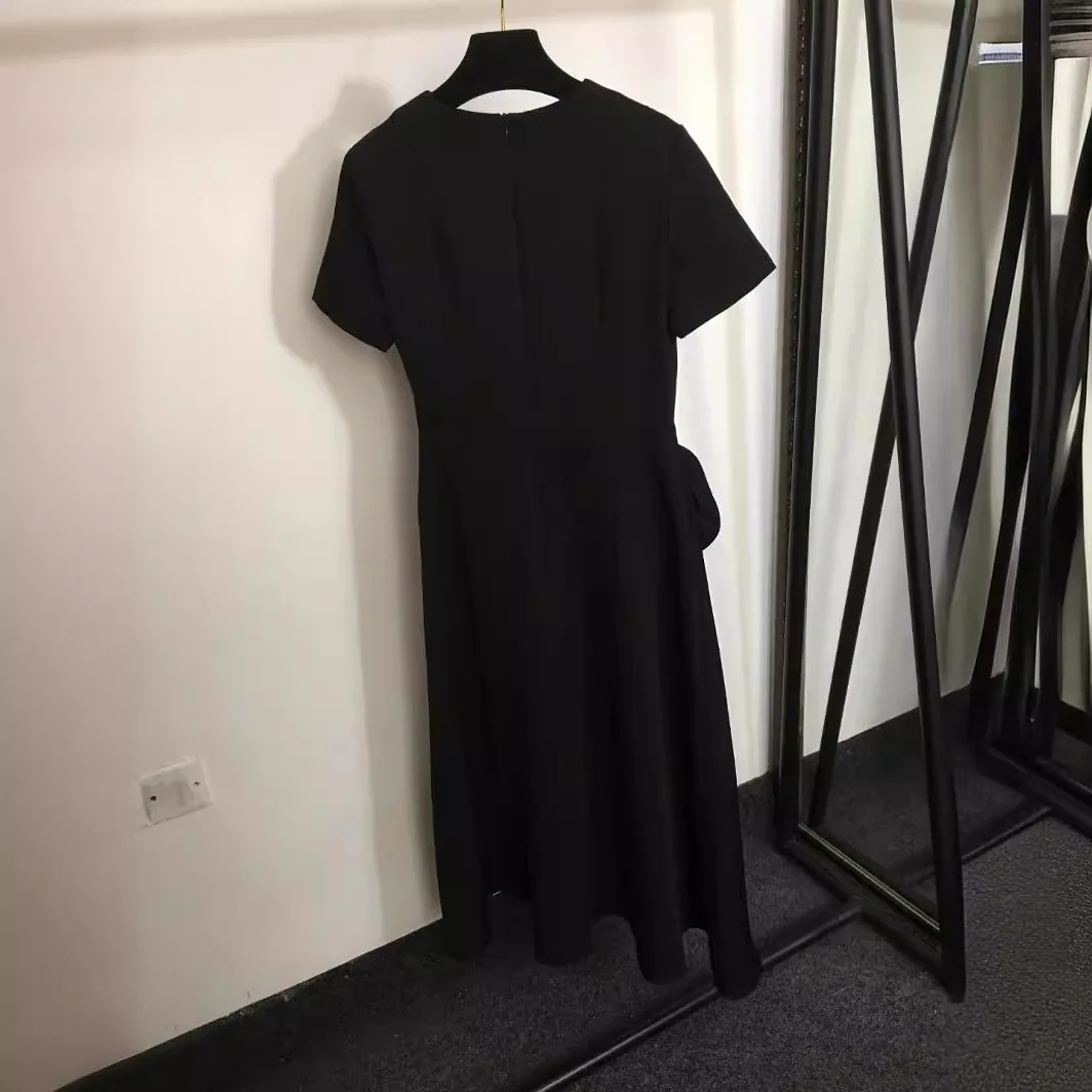 Женское платье с коротким рукавом [zoci] осеннее объемным цветочным украшением и