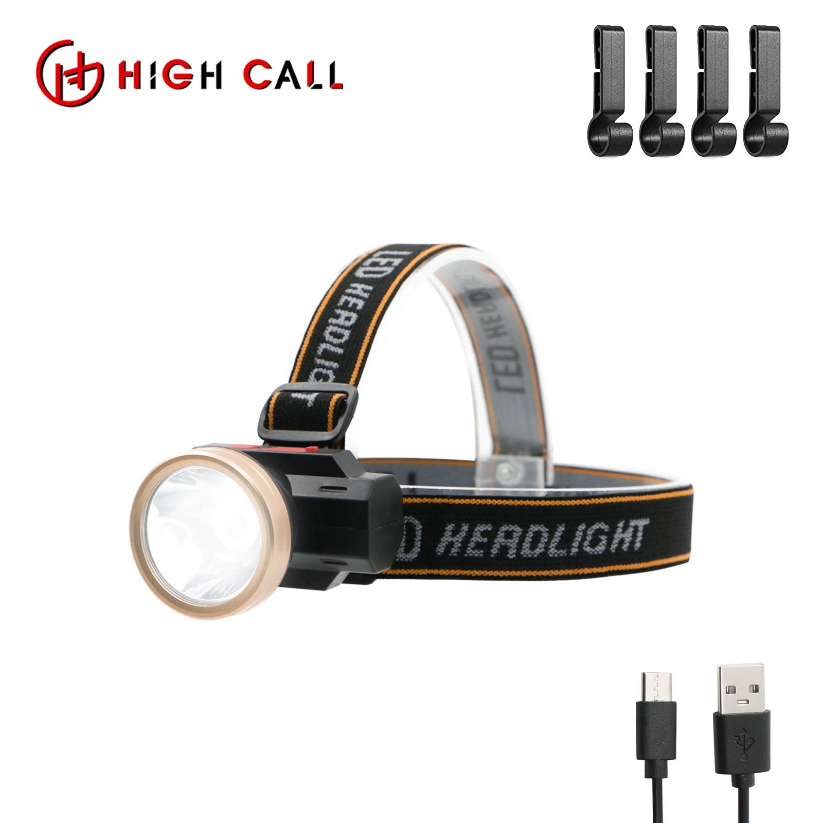 

LED Rechargeable Lamp USB Headlamp Waterproof for Home Mountaineering Hiking Running Children's Strong Flashlight with Battery