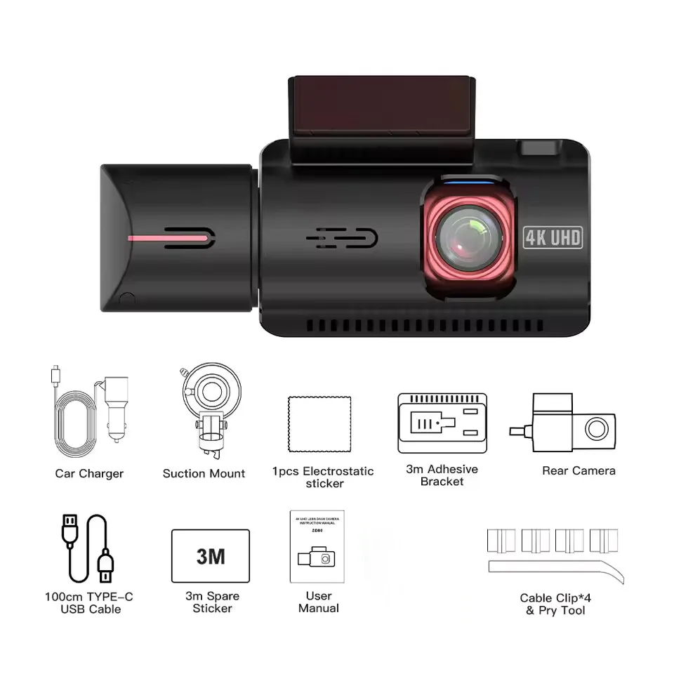 

BEPOCAM ZD80 4K + 1080P + 1080P Видеорегистратор 3 камеры Встроенный GPS-трекер 5G Wi-Fi Инфракрасный автомобильный видеорегистратор ночного видения Автомобильный видеорегистратор Видеорегистратор