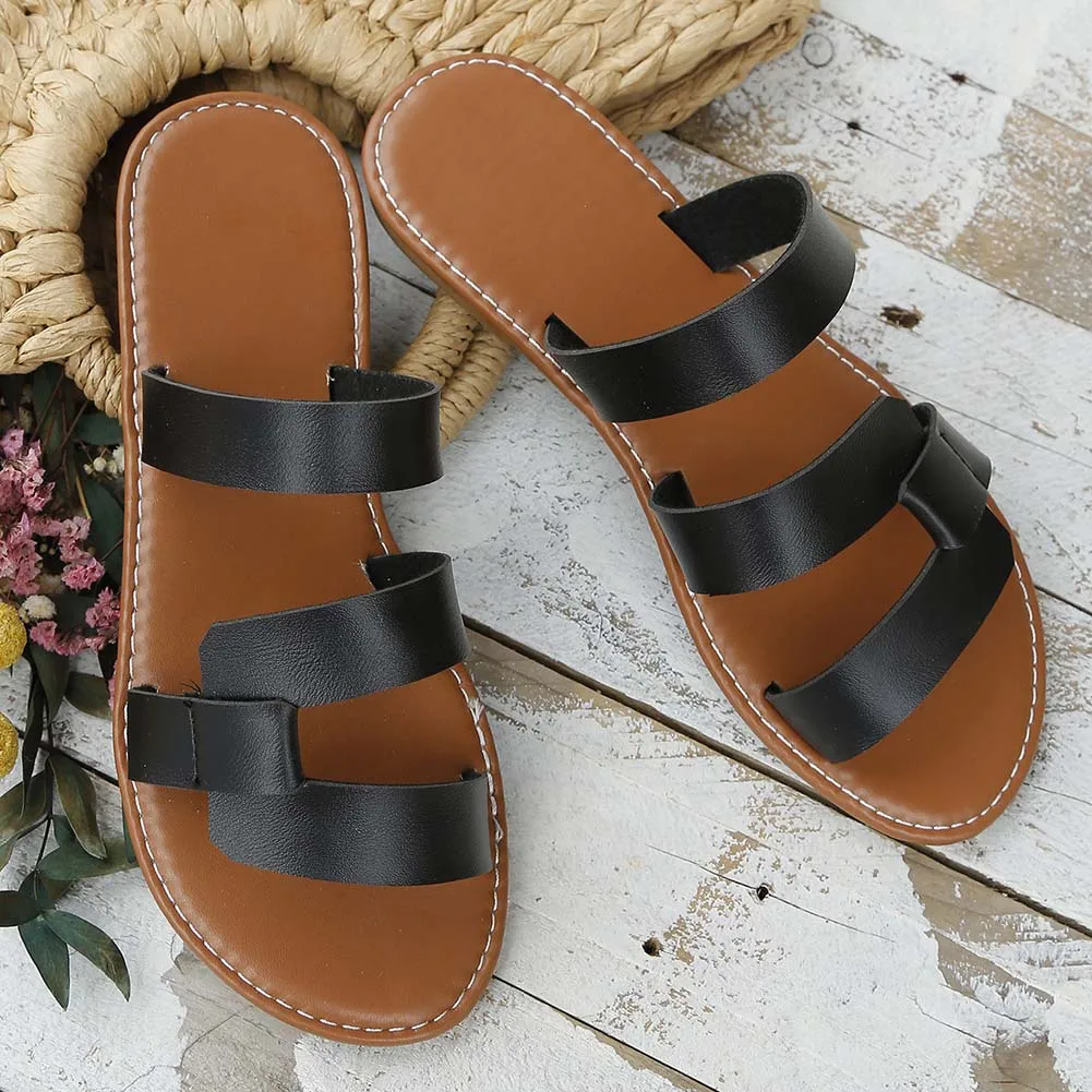 Fashion Slip-on Sandals With White/Black/Light Brown Breathable Comfortable Sandals For Party Daily Work