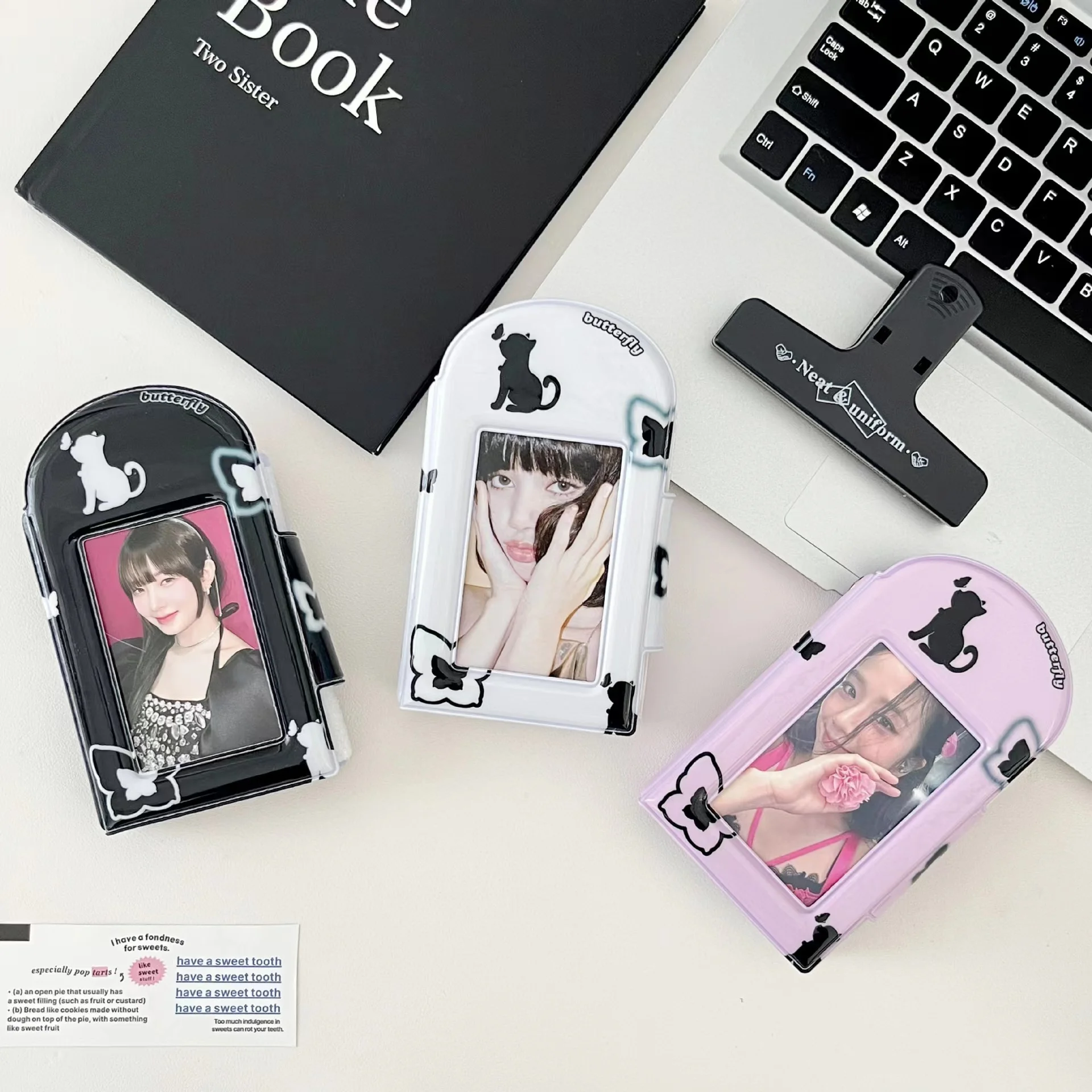 

Kawaii black and white butterfly Series Kpop Photo Card Holder Idol photo storage book Protective Display Photocard