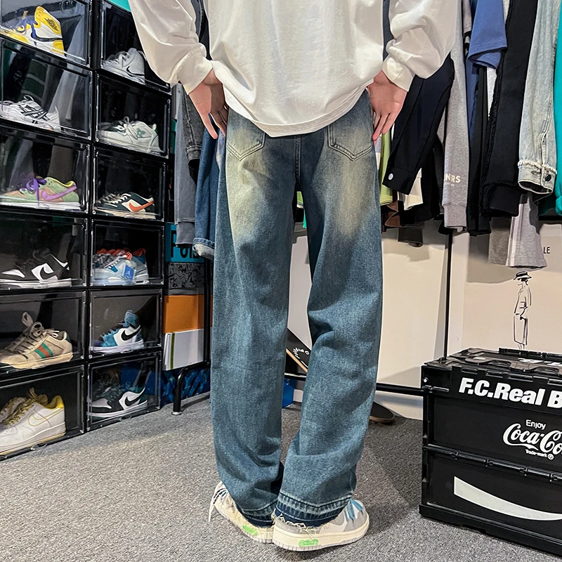 Blue/Black Baggy Jeans Men Fashion Oversized Casual Wide Leg Jeans Men Streetwear Hip Hop Loose Straight Denim Trousers Men