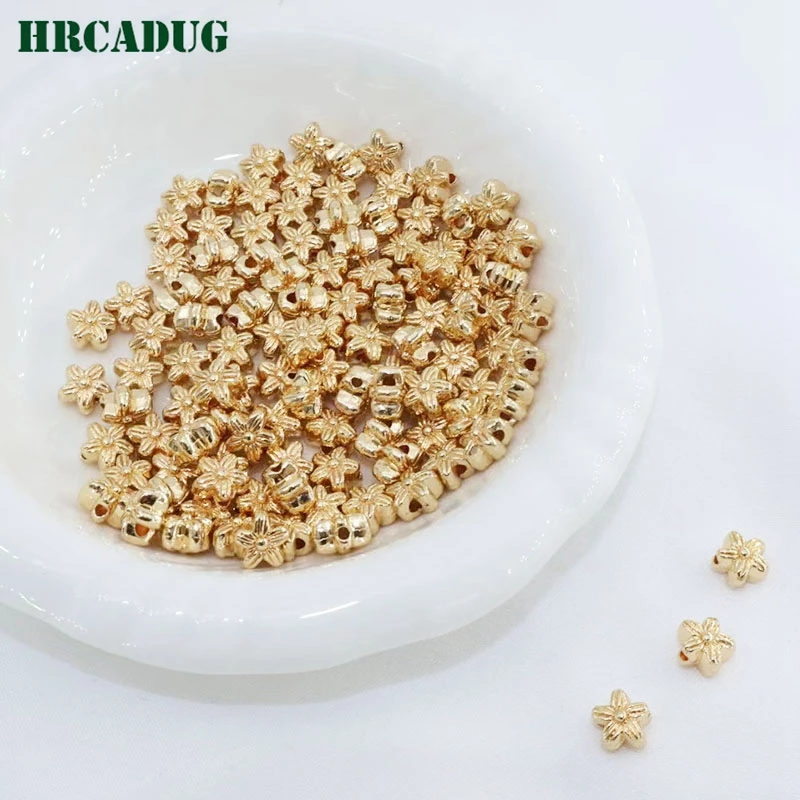 Flower Bead 18K Gold Plated Bracelet Beaded Fittings Separation Beads For DIY Handmade Jewelry Accessories Findings Spacer Beads