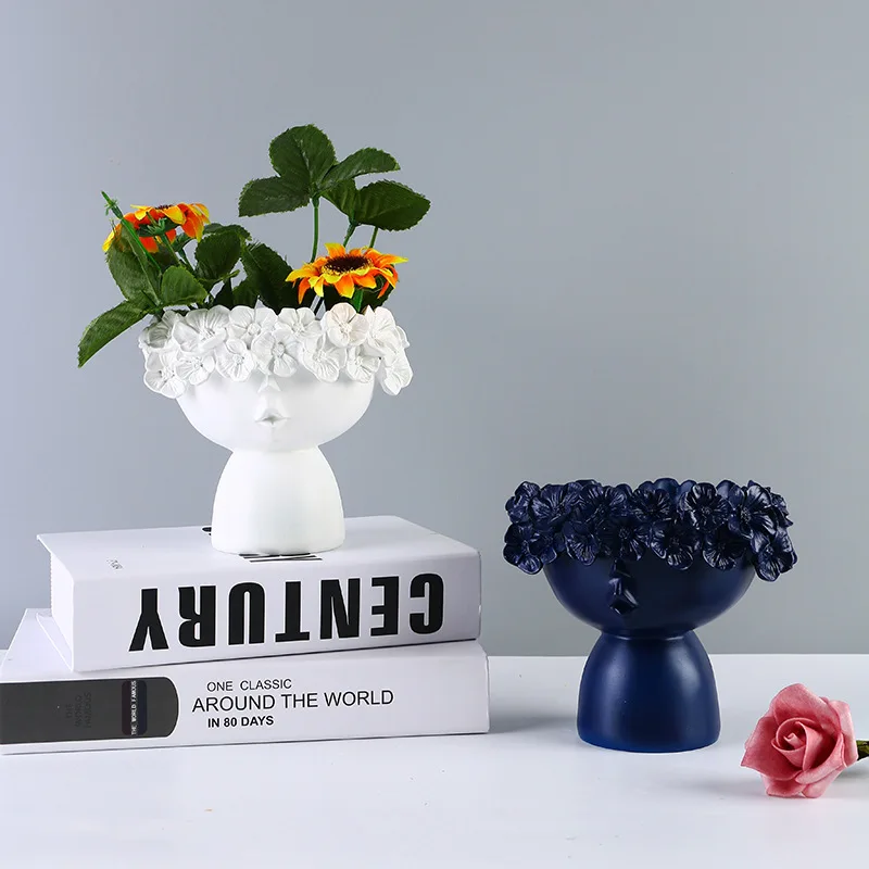 

Simple and Modern Resin Crafts Storage and Decoration Home and Office Decoration Cute Girl Vases Potted Plants