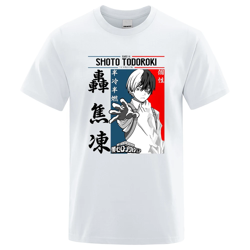 

Todoroki Shoto My Hero Academia Comic Male Clothes Hip Hop Oversize T-Shirts Summer Casual Menswear Cotton Loose Street T Shirt