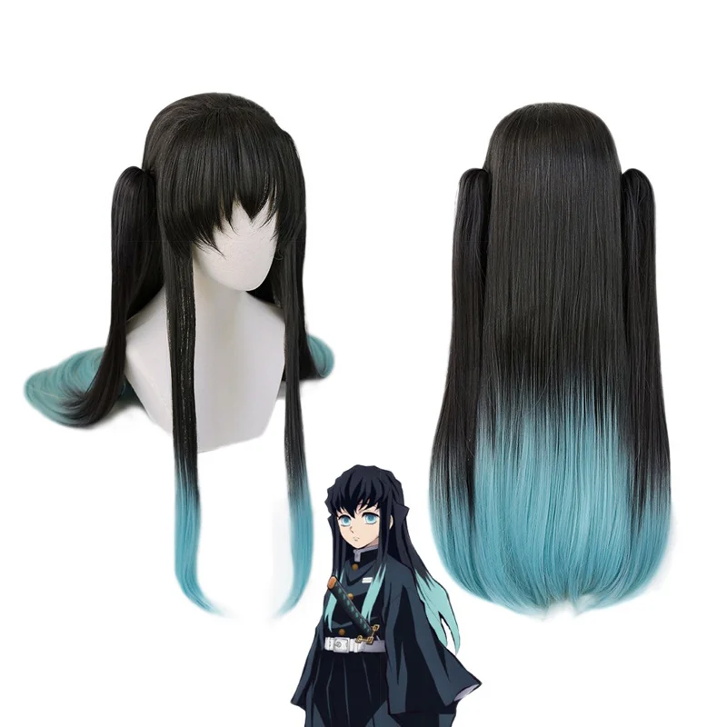 

Anime Demon Slayer Kimetsu no Yaiba Tokitou Muichirou Ponytails Wig Cosplay Costume Heat Resistant Synthetic Hair Long Wigs