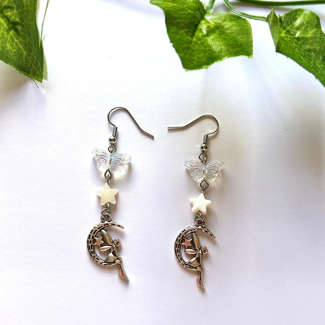 Серьги Сказочная мечта ручной работы | Серьги-подвески Сердце Феи Серьги-Бабочки
