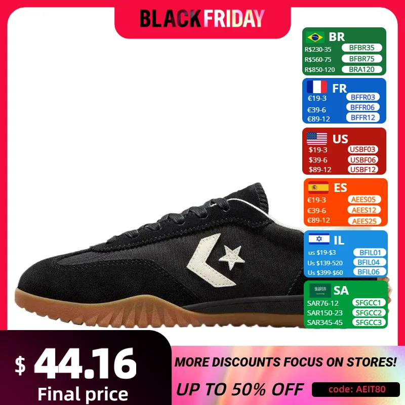 Converse Run Star Trainers Men and Women Skateboard Shoes Leathers Non-slip Low-top Outdoor Vintage Sneaker Pack