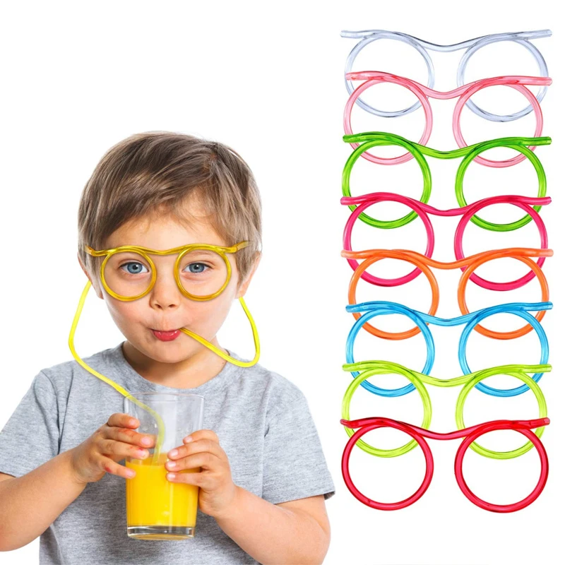 

Straw Glasses Funny Soft PVC Glasses Flexible Drinking Straws Kids Party Supplies Bar Supplies Accessories Creativity Toy