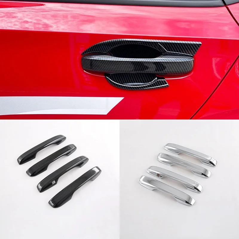 

For Honda For Civic 11 2021 4pcs ABS Carbon Fiber Pattern Outer Door Handles Cover Trim Sticker Pull Doorknob Car Accessories