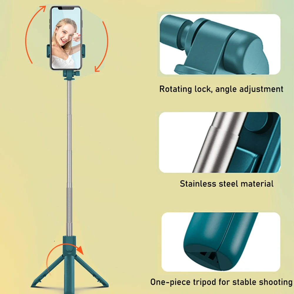 selfie stick with tripod for mobile phone wireless bluetooth for xiaomi huawei iphone ios android stabilizer cellphone free global shipping