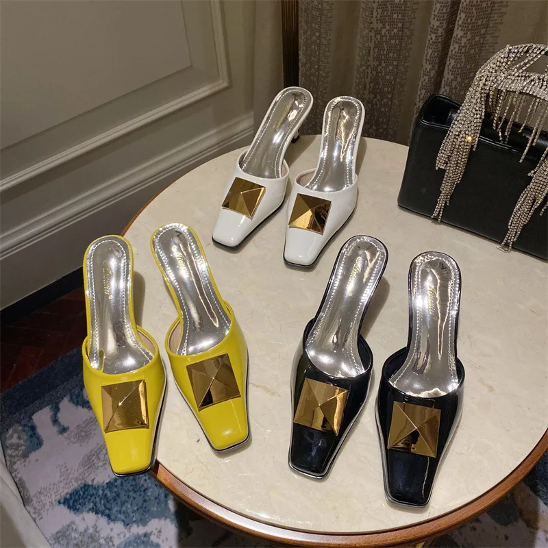 

Spring 2022 stiletto heel buckle women's shoes wide-soled slippers women fashion shoes woman shoes