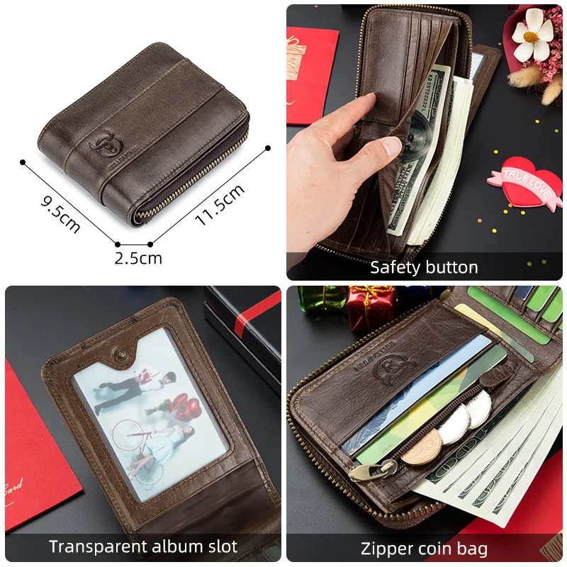 BULLCAPTAIN RFID мужской кошелек новый кожаный Zero дизайнерский брендовый клатч