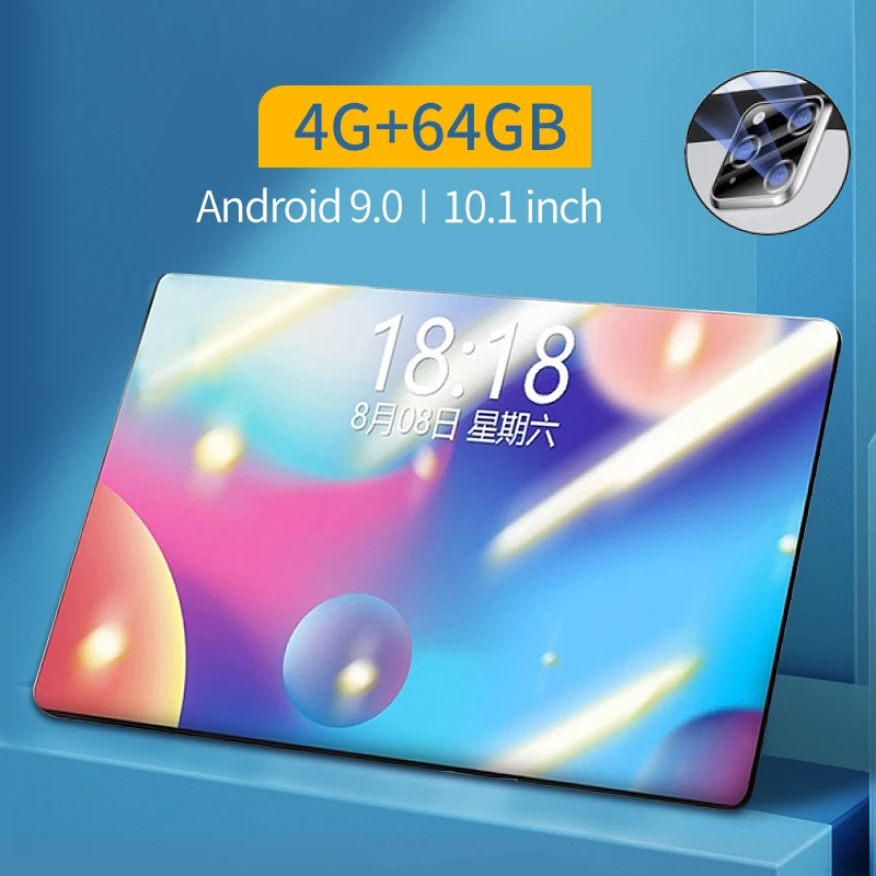 2023 Free Shipping Android 9.0 Octa Core 10.1 Inch Tablet PC 4GB RAM 64GB ROM 5MP WIFI 4G LTE 2.5D Tempered Glass IPS 1280*800