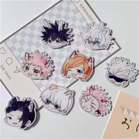 8pcslot cartoon anime jujutsu kaisen brooch acrylic bag accessory small gift cute boys girls student pin badge