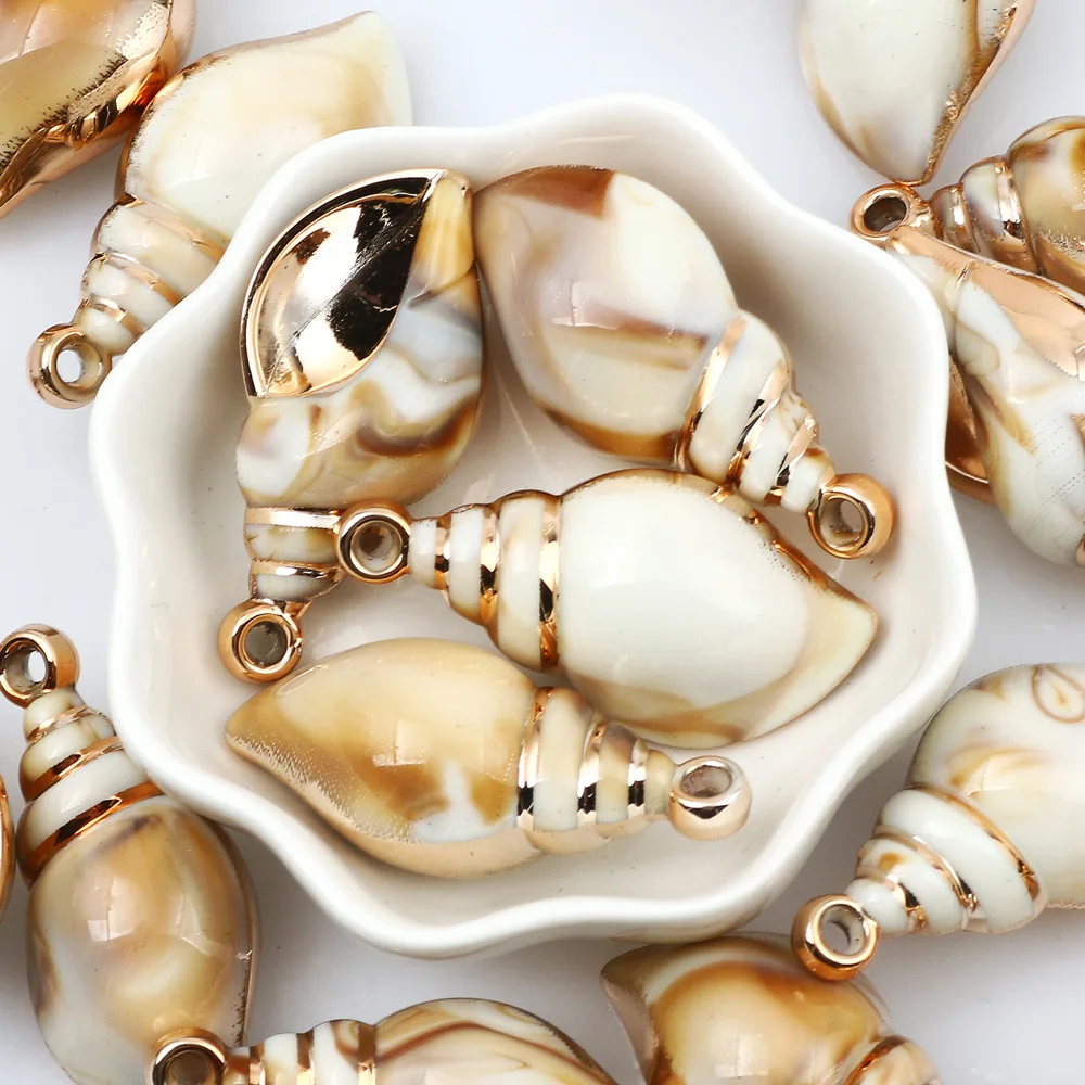 

Shell Conch Shape Acrylic Pendant Beads Loose Beads For Jewelry Making Diy Handmade Keychain Earrings Necklace Bracelet Supplies