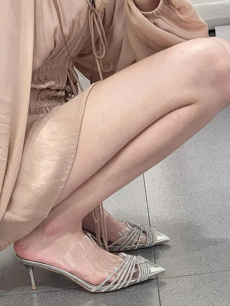 Женские сандалии из искусственного ПВХ с острым носком