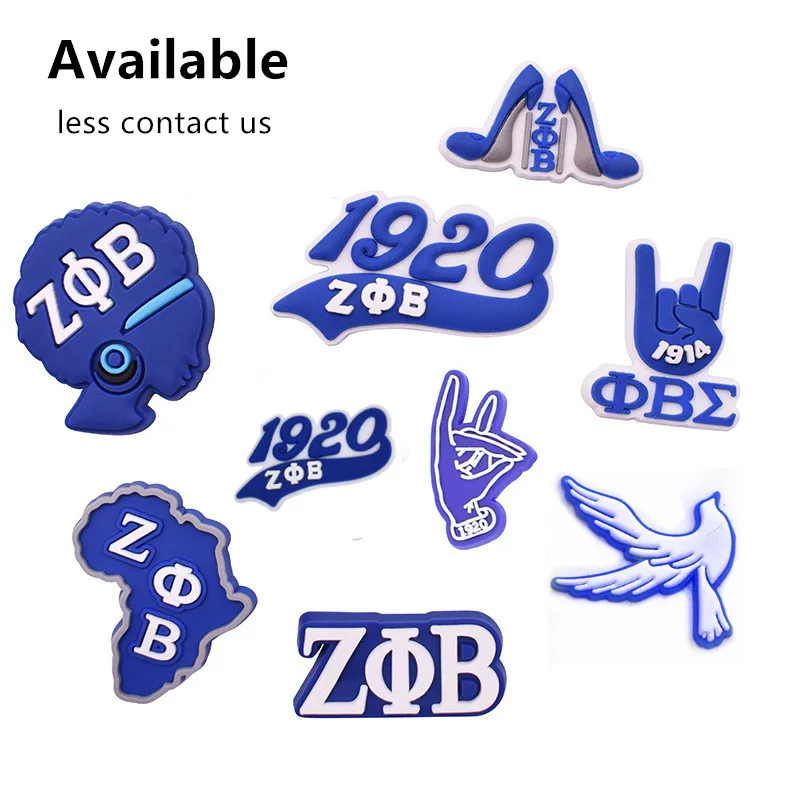 100pcs Zeta Phi Beta style PVC Croc charm OPB083 Handmaking ZPHIB Sorority Greek 1920 Dove Map Heels Shoe Accessory - купить по