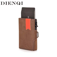 genuin leather rfid credit card holder men wallets slim thin coin pocket bank cardholder minimalist wallet metal case male purse