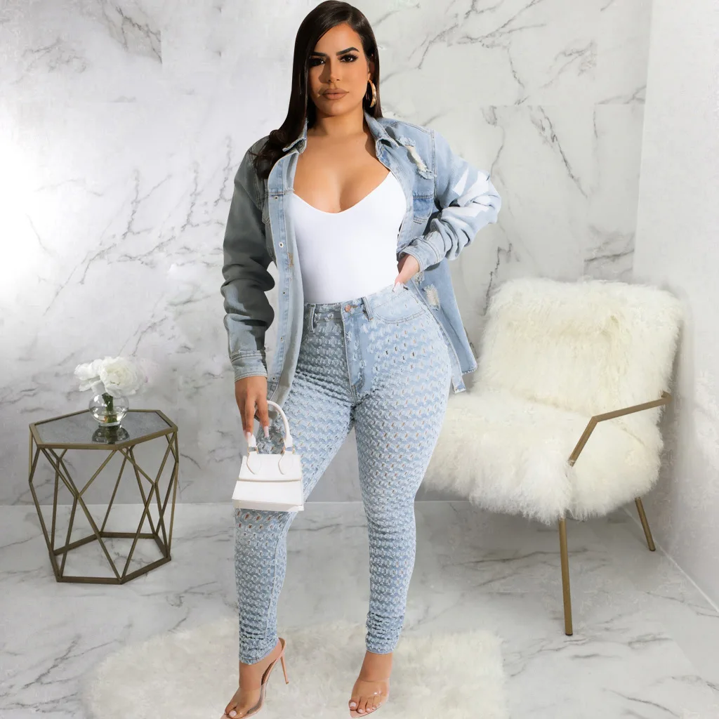 

2022 Autumn And Winter Women Avatar Print Denim Jacket Cardigan Top