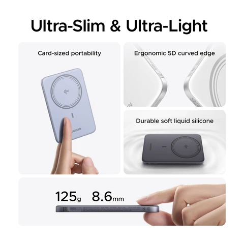 UGREEN Ультратонкий магнитный Power Bank 20W Qi2 15W 5000 мАч для быстрой беспроводной зарядки Magsafe для iPhone 17 Pro