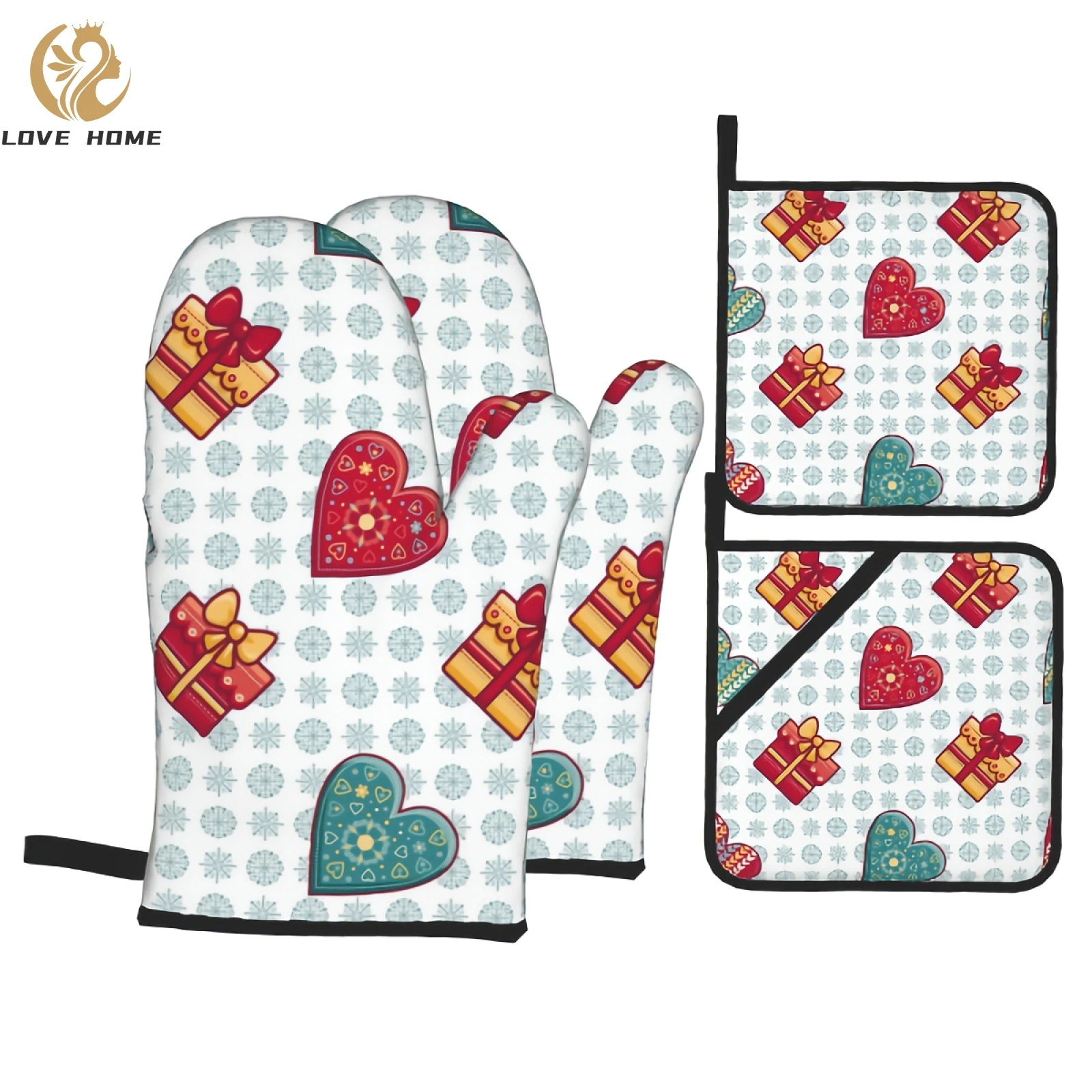 Oven Mitts And Pot Holders Sets Funny Printed Oven Gloves For Safe Bbq Cooking Baking Grilling Set Of 4